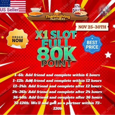 Thanksgiving MONOPOLY  GO EVENT Partners ⚡️⚡️ SUPER RUSH - FULL CARRY ⚡️⚡️ - Image 1 of 2