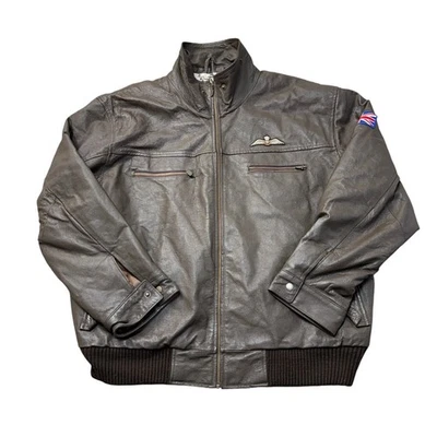 Royal Air Force Leather Bomber Jacket Full Zip Y2K Brown Mens XL - Image 1 of 4
