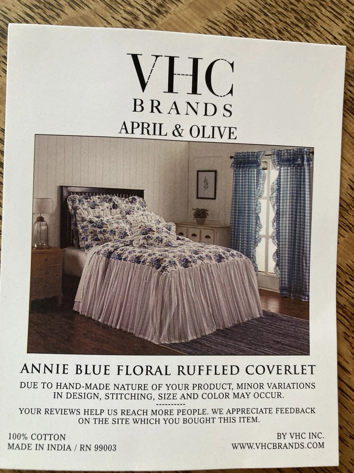 VHC April & Olive Queen Juego de 3 piezas Edredón Falso Reversible Algodón Floral Rayas Nuevo con Etiquetas Foto 1 de 4