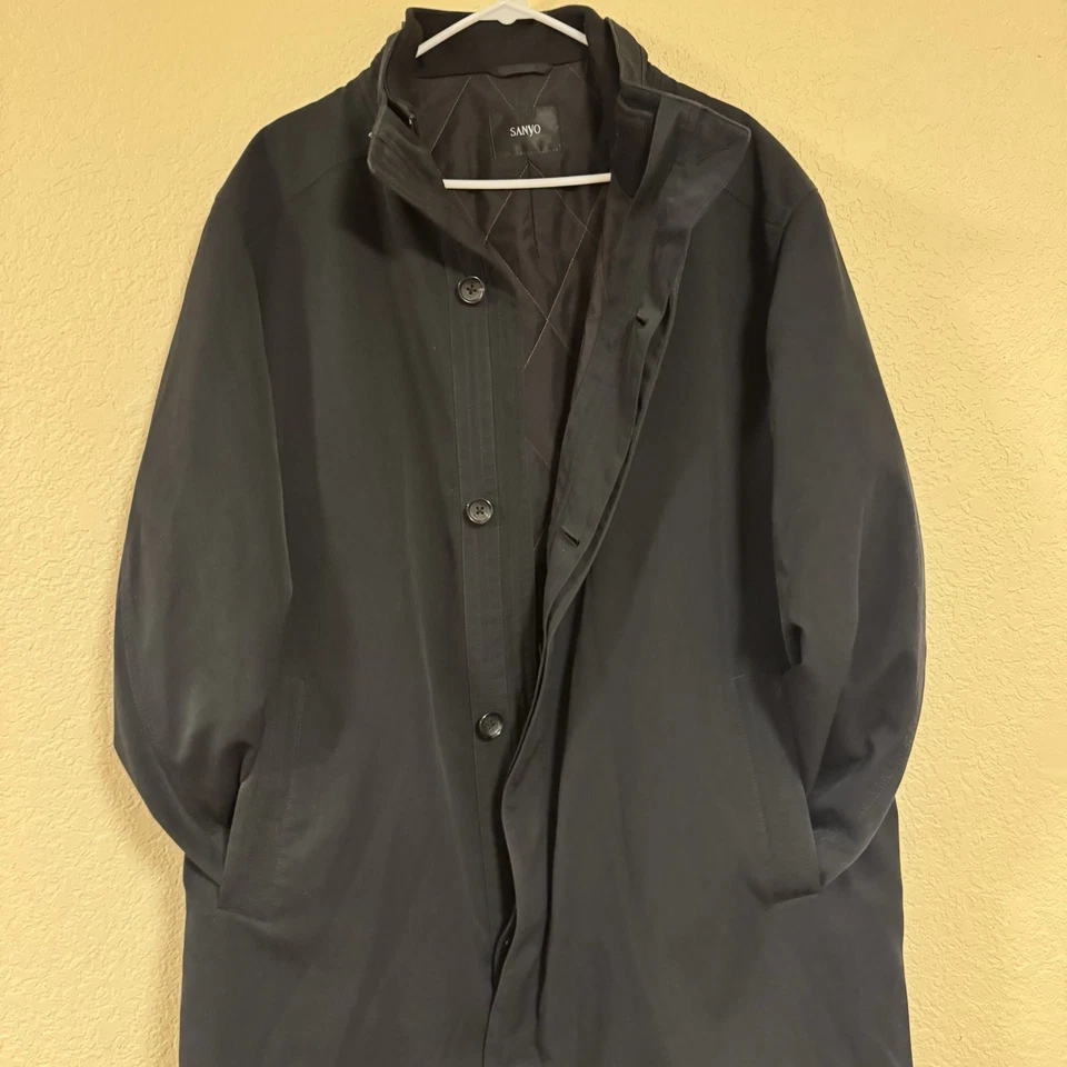 Sanyo Black Modern Classic Trench Coat w/Removable Liner Men's 2XL Breath Thermo - Image 1 of 4