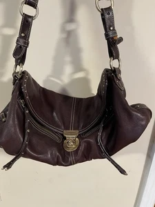 HAYDEN HARNETT "Lorca" Dark Purple Plum Leather Baguette Bag - Picture 1 of 15