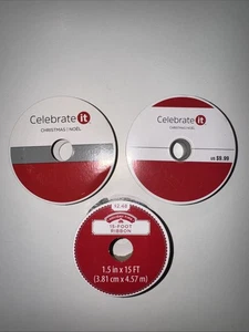 Celebrate It Christmas Ribbon, Wired Ribbon And Holiday Time Wired Ribbon - New - Picture 1 of 9