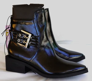 Women's Giovanna Wild Fable Black Pointed Toe Ankle Boots Size 8 Buckles NWT - Picture 1 of 7