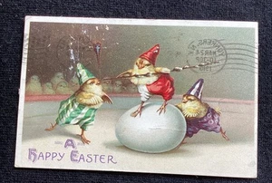 Vintage Easter postcard anthropomorphic chicks circus 1910 antique - Picture 1 of 4