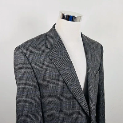 Abrigo Deportivo LRL Ralph Lauren 44L 100% Lana de Cordero Gris Glen Cuadros Dos Botones Ventilados Foto 1 de 4