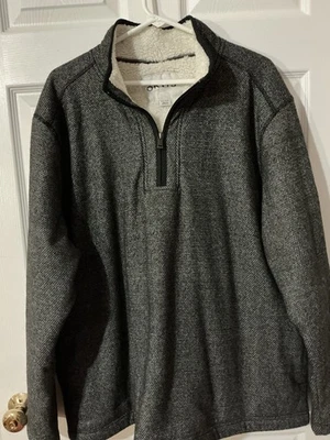 Grauer ORVIS 1/4 Zip Fleece gefütterter Herrenpullover in Birdseye Strickmuster Gr. XXL - Bild 1 von 2