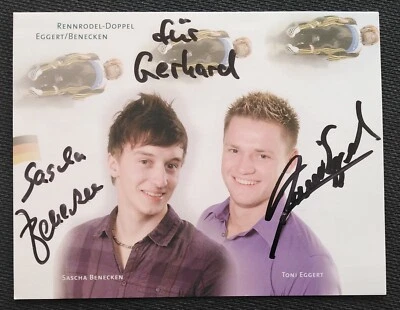 9689 Eggert / Benecken GER Rodeln Autogrammkarte original signiert - Bild 1 von 2