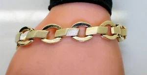 Brazalete de eslabones de lujo unisex de 8" de oro 14K pesado y bien hecho, 17,1 gramos - Imagen 1 de 5