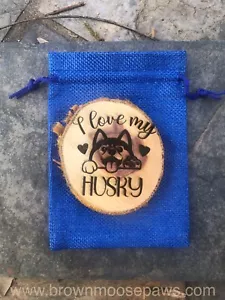 Cedar Slice - I love my Husky - Siberian Husky 3" - Picture 1 of 3