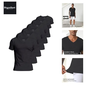 Comfneat Herren Unterhemd 100% Baumwolle Kurzarm T-Shirt mit V-Ausschnitt 4er... - Bild 1 von 8