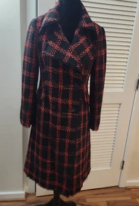 Abrigo WD.NY Rojo Negro Pata de Gallo Manga Larga Cuello Talla 6 - Imagen 1 de 11
