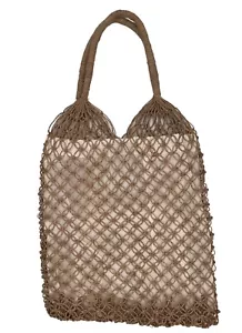 Vintage Macrame String Tote Bag Fully Lined 70’s Boho Hippie Shopper - Picture 1 of 9