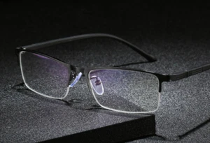 Metal Square Half Rimless Frame Nearsighted Minus Distance Myopia Glasses~-6.00 - Picture 1 of 12
