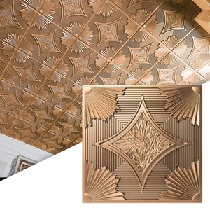 Art3d 12er Pack Drop Deckenfliesen 24x24 Zoll, 3D PVC Vertäfelung Platten in Bronze - Bild 1 von 9