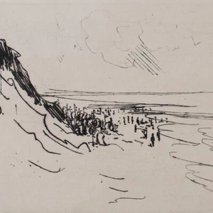 Fritz Zalisz Kampen Sylt Strand Leipzig expresionismo firmado grabado 18/50 - Imagen 1 de 2