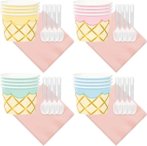 Eis Party Zubehör - Deluxe Metallic Gold Leckerli Tassen, Getränk Servietten &  - Bild 1 von 5