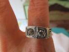 MAN'S ANTIQUE 14K YELLOW & WHITE GOLD .55 CT MINERS CUT DIAMOND RING SI1-2  H