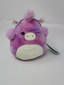 Kellytoy Squishmallow 8" Lola Unicorn Christmas Rare Tag NWT Earmuffs Winking - Picture 1 of 4