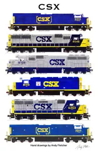 CSX Locomotives 11"x17" Poster by Andy Fletcher signed - Picture 1 of 1