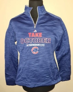 Chicago Cubs Majestic 2015 Postseason Take October 1/4 Zip Sweatshirt Women's L - Picture 1 of 8