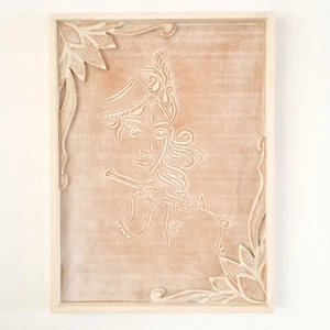 Hand Carved Wooden Hindu God - Krishna Distressed White Mandir Pooja Temple Art - Picture 1 of 10