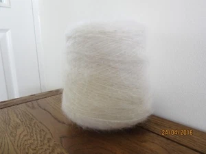 Mohair Large 500gm Cone of DK (2's Metric Count) White Brushed Mohair - Picture 1 of 3