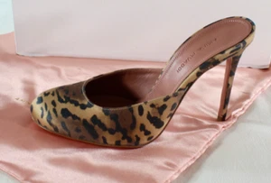 AMINA MUADDI - $785 LEOPARD SATIN "EMILI" HEELS (ONLY ONES ON EBAY!!!) 37 - Picture 1 of 13
