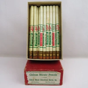 38 Chilean Nitrate Advertising, Board of Educational Bureau Pencils & Box 1930's - Picture 1 of 5