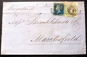 GB Queen Victoria 1/ Embossed 2d Blue SG.55 Cut Square And SG.14 Used On Cover - Picture 1 of 3