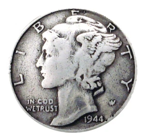 Leathercraft Mercury Dime Reproduction Coin Concho screw back Conchos 3/4" - Picture 1 of 1