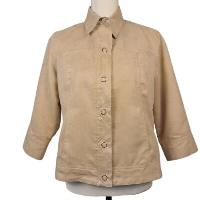 Chaqueta COLDWATER CREEK 8P imitación gamuza color tostado cervatillo manga 3/4 frente a presión occidental Foto 1 de 4