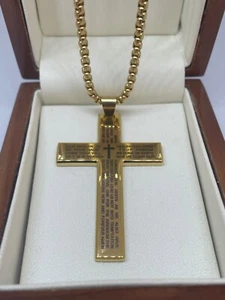 9ct Gold filled Crucifix Cross   Pendant on Gold Chain 24" Necklace - Picture 1 of 19