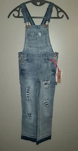 NEW GIRLS JUSTICE DESTROYED DENIM JEAN OVERALLS SIZE 7 SLIM - Picture 1 of 4