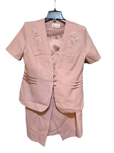 Pride & Joy Vintage Damen 2-Teiler Größe 12 Zierlicher Anzug Oberteil Rock Rosa/Koralle - Bild 1 von 2