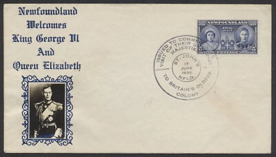 1939 Newfoundland #249 Royal Visit FDC Blue Crosby Photo Cachet Capital 'A'nd - Image 1 of 2