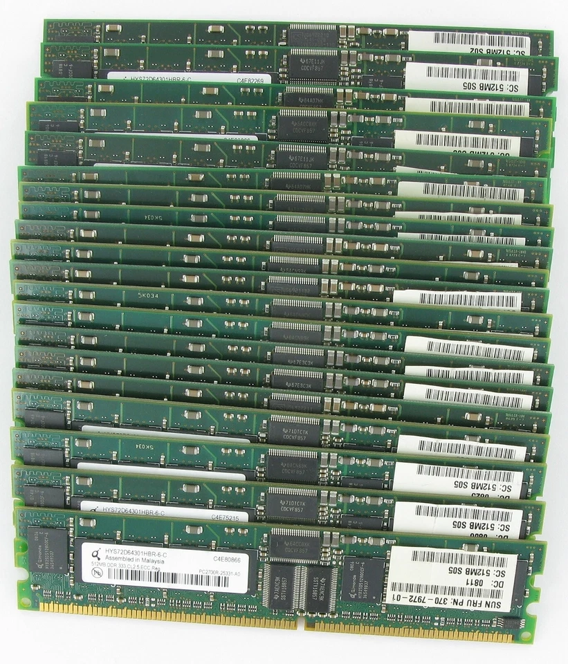 20 x 512MB Sun Micro 370-7972-INF DDR PC-2700 333MHZ Ram ECC REG SERVER MEMORY - Image 1 of 1