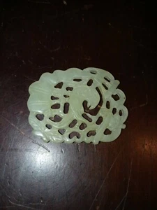 Carved Jade Pendant Parrot Bird. 2.15" x 1.66" - Picture 1 of 4
