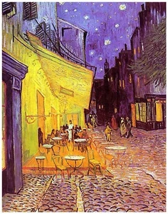 VAN GOGH Cafe Terrace at Night. Art Print. Famous Europe Street Scene. Night Sky - Picture 1 of 6