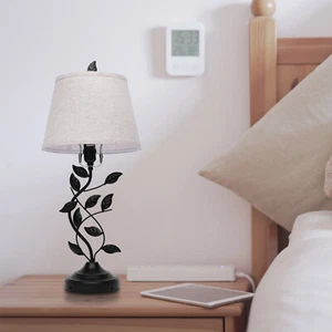 60W Retro E26 Table Lamp Bedside Lamp Desk Lamp & Double USB for Bedroom - Picture 1 of 12
