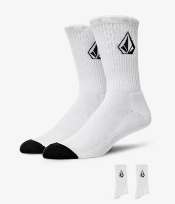 Volcom New White Full Stone Socks 3 PACK size 9-12 Aus Seller Skateboard Kingpin - Image 1 of 3