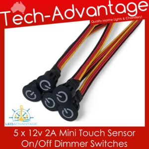 5 x 12v 13 mm montaje al ras mini sensor táctil encendido/apagado continuo + interruptores atenuadores - Imagen 1 de 5