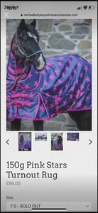 7ft 150g Rachel Kelly Turnout Rug With Detachable Rug - Purple With Pink Stars - Picture 1 of 2
