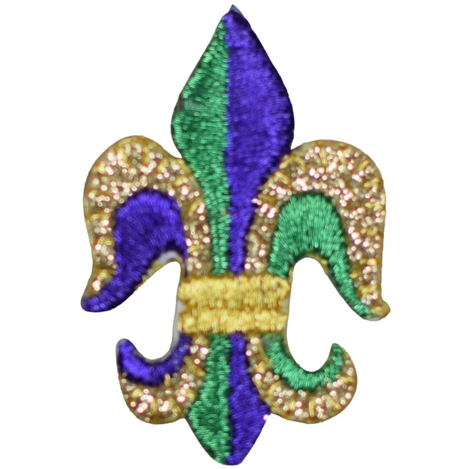 Medium Fleur de Lis Applique Patch - Mardi Gras, Metallic Gold 2" (Iron on) - Image 1 of 1