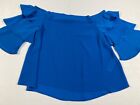 Newlook Womens Size 10 Blue Bardot Top 100 Polyester New Without Tag