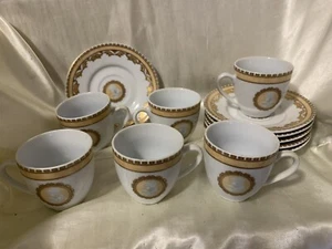 T. Bavaria. Espresso Set of 6 Cups/6 Saucers. Cameo Front/Back. Germany. WR1 - Picture 1 of 7
