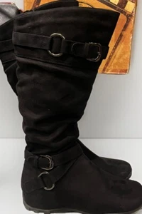 UNR8ED Black Suede Buckle Boots Size 8.5 Womens - Picture 1 of 9