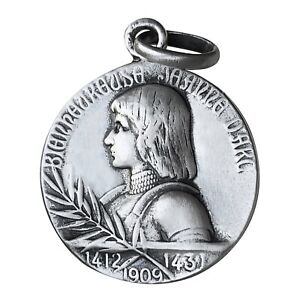 Médaille de Jeanne d'Arc Saint Michel Michael Joan French Antique design, Argent