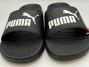 Puma Sliders Popcat 20 Slipper Flip Flops Rutsche SCHWARZ Sommer Strand Größe 7, 12 UK - Bild 1 von 17