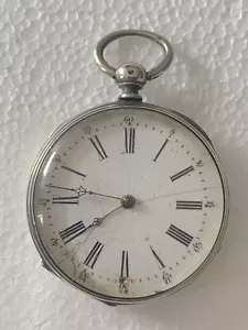 Silver Pocket Watch Vintage French Engraved ‘M’ Monogram on Rear Late 19th Cen. - Picture 1 of 6
