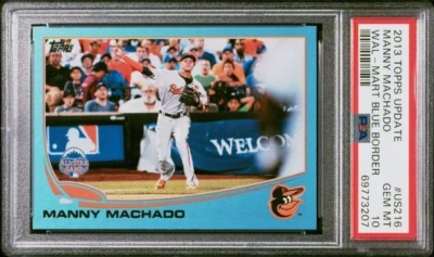 Actualización Topps 2013 Manny Machado Walmart Exclusivo Border Azul US216 Calificado PSA 10 Foto 1 de 3